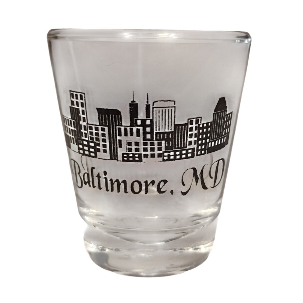 Baltimore MD Shot Glass Clear Skyline Souvenir Made in USA